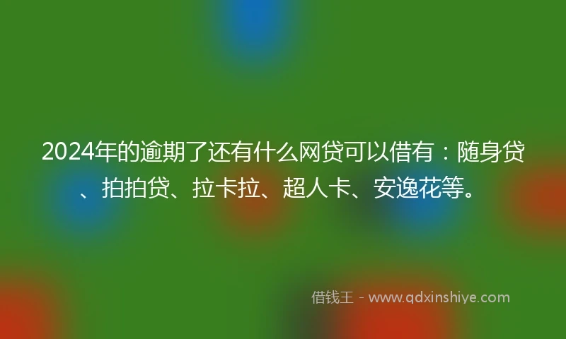 2024年的逾期了还有什么网贷可以借有：随身贷、拍拍贷、拉卡拉、超人卡、安逸花等。