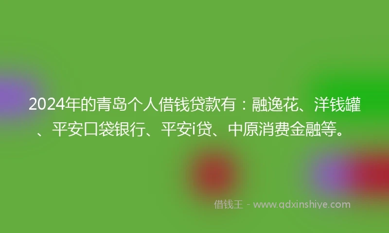 2024年的青岛个人借钱贷款有：融逸花、洋钱罐、平安口袋银行、平安i贷、中原消费金融等。
