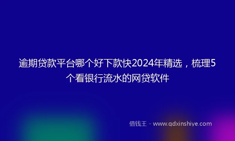 逾期贷款平台哪个好下款快2024年精选，梳理5个看银行流水的网贷软件