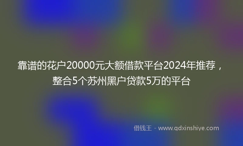 靠谱的花户20000元大额借款平台2024年推荐，整合5个苏州黑户贷款5万的平台