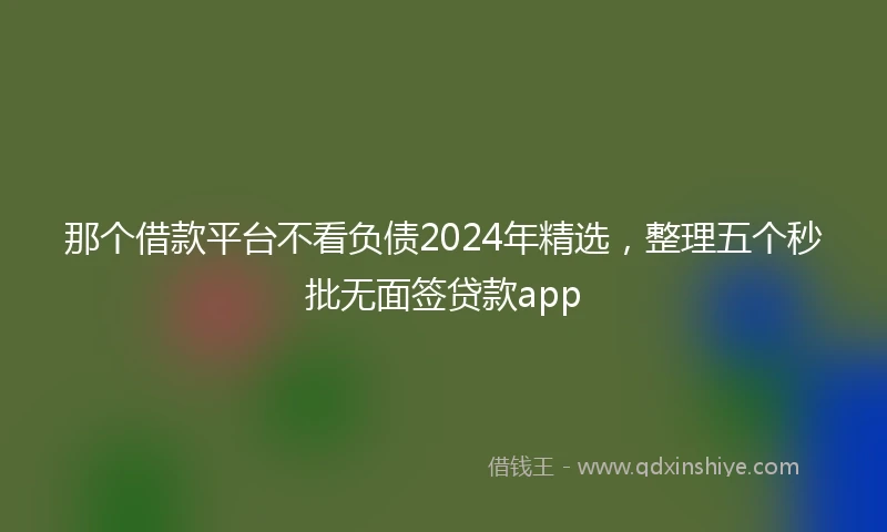 那个借款平台不看负债2024年精选，整理五个秒批无面签贷款app