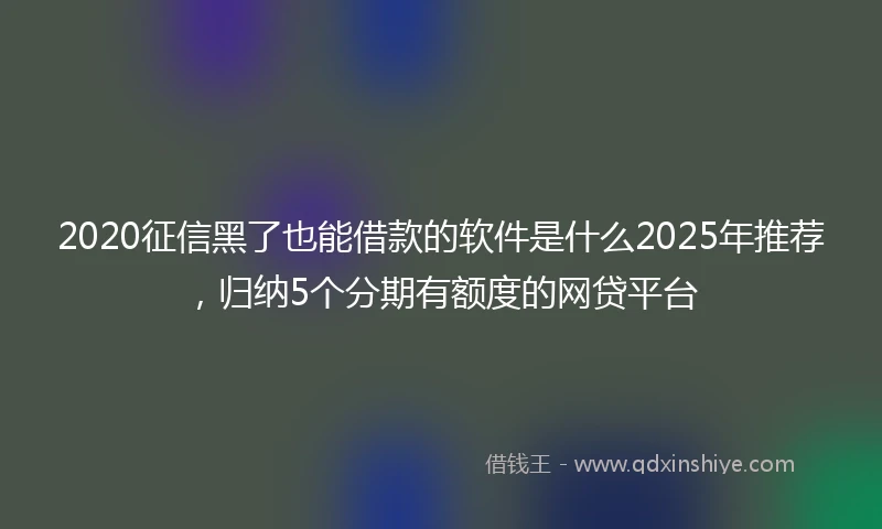 2020征信黑了也能借款的软件是什么2025年推荐，归纳5个分期有额度的网贷平台