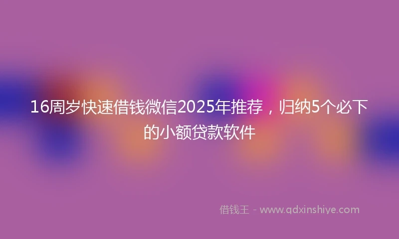 16周岁快速借钱微信2025年推荐，归纳5个必下的小额贷款软件