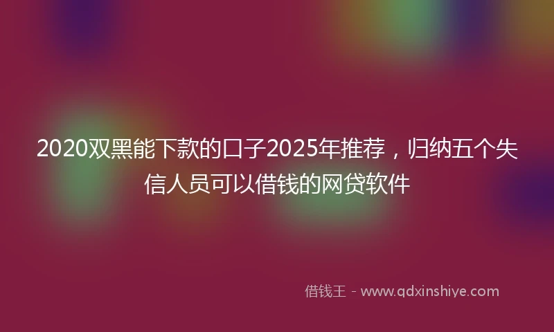 2020双黑能下款的口子2025年推荐，归纳五个失信人员可以借钱的网贷软件