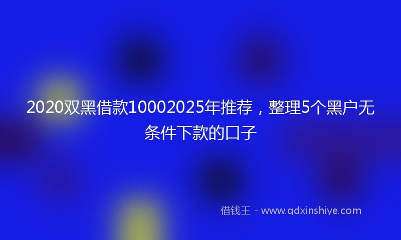 2020双黑借款10002025年推荐，整理5个黑户无条件下款的口子