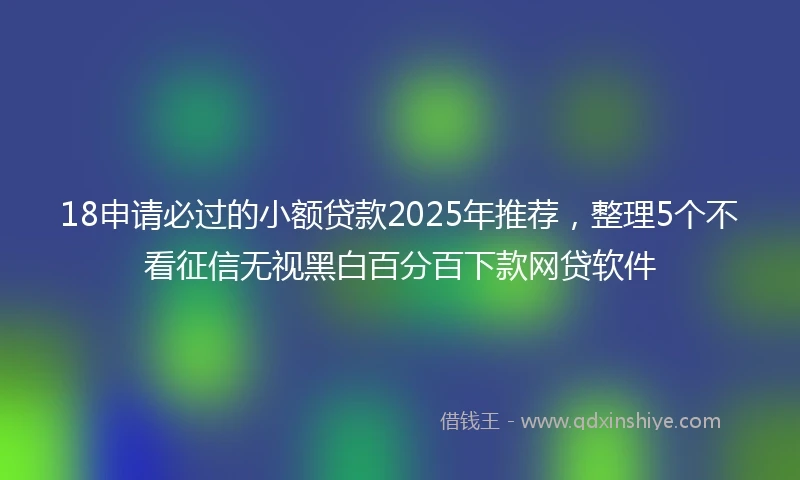 18申请必过的小额贷款2025年推荐，整理5个不看征信无视黑白百分百下款网贷软件