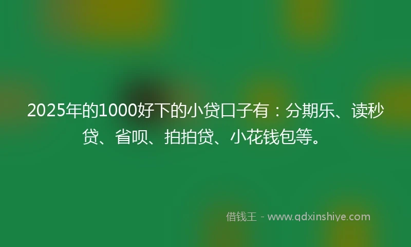 2025年的1000好下的小贷口子有：分期乐、读秒贷、省呗、拍拍贷、小花钱包等。