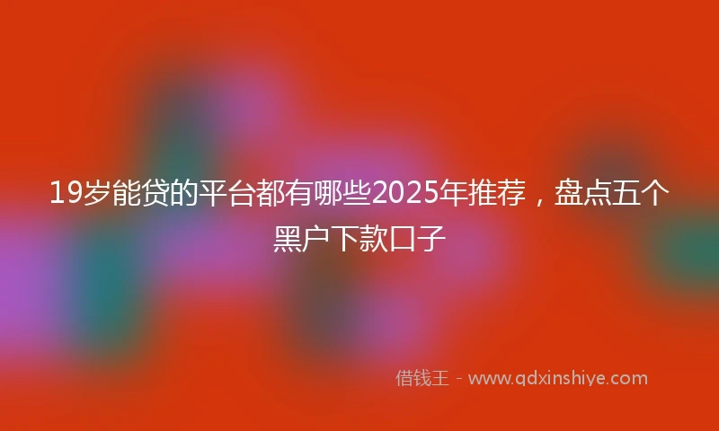 19岁能贷的平台都有哪些2025年推荐，盘点五个黑户下款口子