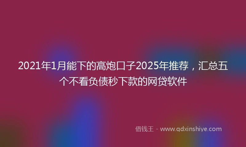 2021年1月能下的高炮口子2025年推荐，汇总五个不看负债秒下款的网贷软件