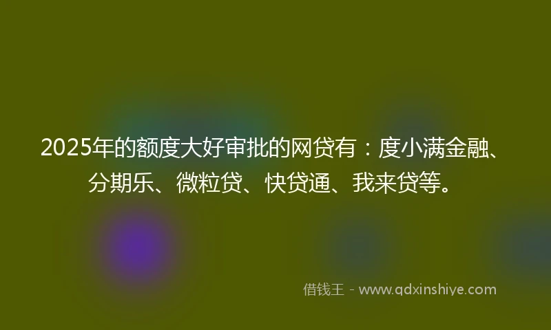 2025年的额度大好审批的网贷有：度小满金融、分期乐、微粒贷、快贷通、我来贷等。