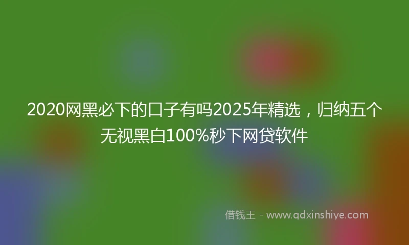 2020网黑必下的口子有吗2025年精选，归纳五个无视黑白100%秒下网贷软件
