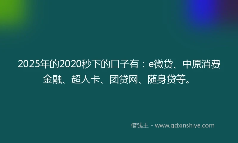 2025年的2020秒下的口子有：e微贷、中原消费金融、超人卡、团贷网、随身贷等。