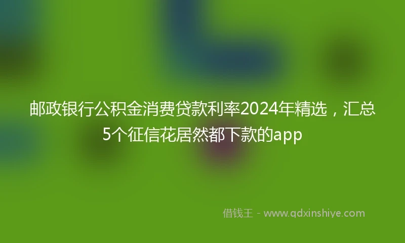 邮政银行公积金消费贷款利率2024年精选，汇总5个征信花居然都下款的app