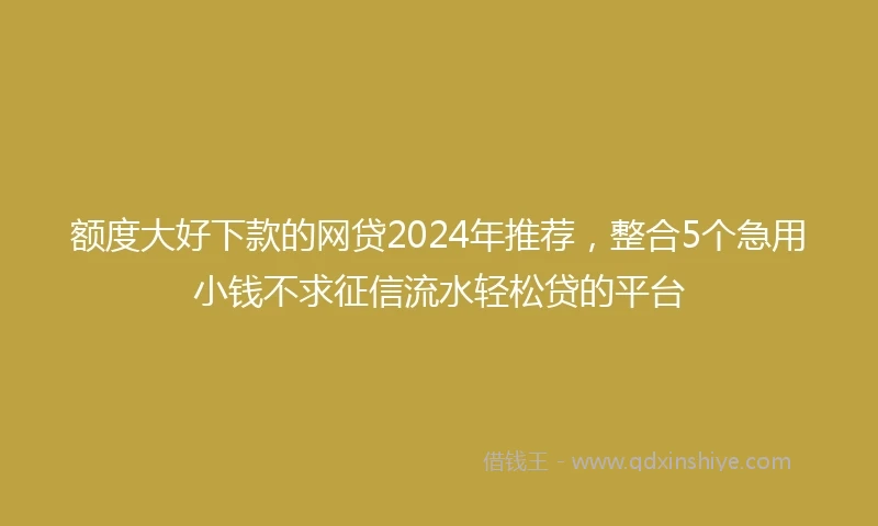 额度大好下款的网贷2024年推荐，整合5个急用小钱不求征信流水轻松贷的平台