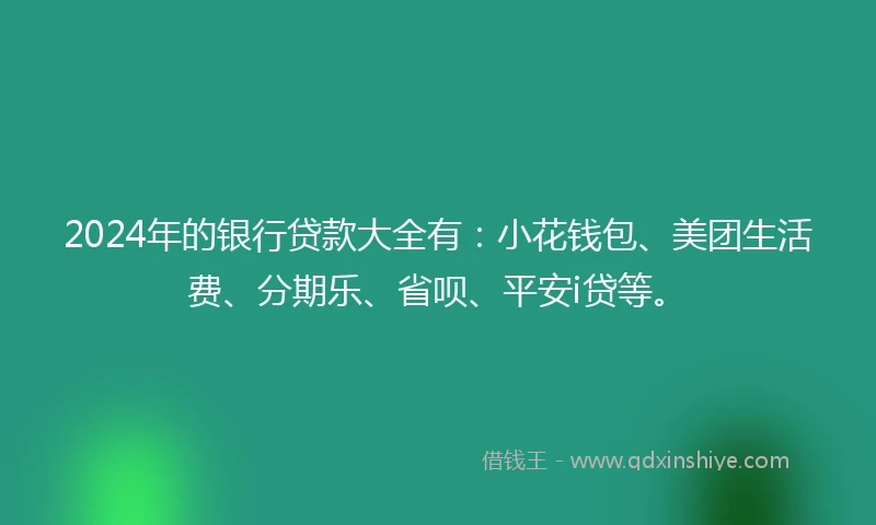 2024年的银行贷款大全有：小花钱包、美团生活费、分期乐、省呗、平安i贷等。