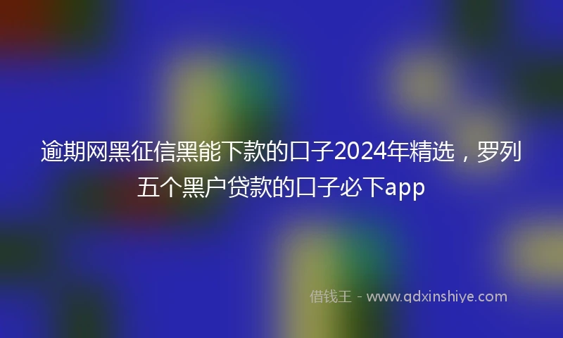 逾期网黑征信黑能下款的口子2024年精选，罗列五个黑户贷款的口子必下app