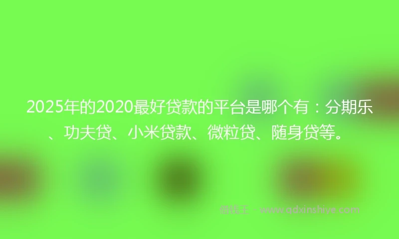2025年的2020最好贷款的平台是哪个有：分期乐、功夫贷、小米贷款、微粒贷、随身贷等。