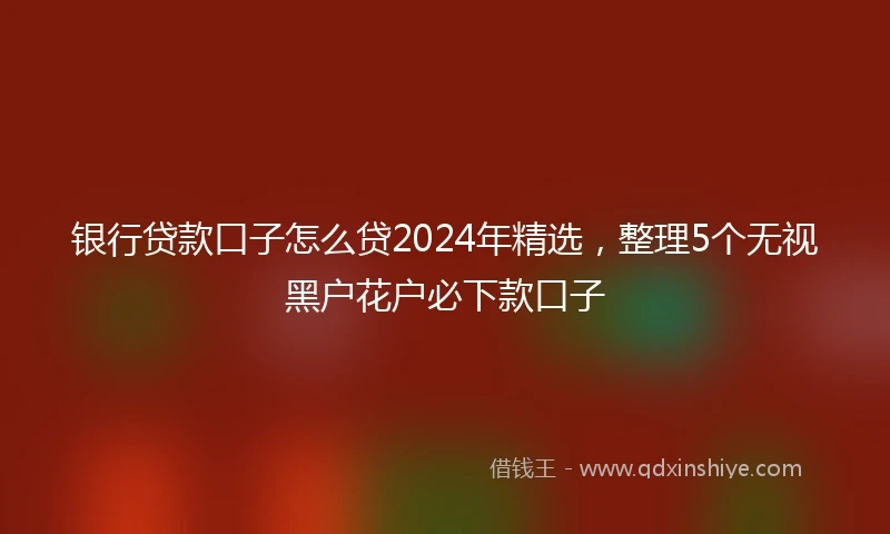 银行贷款口子怎么贷2024年精选，整理5个无视黑户花户必下款口子