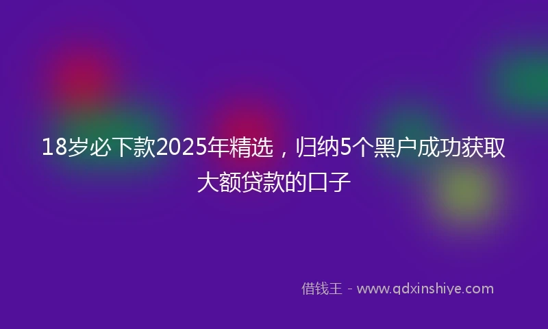 18岁必下款2025年精选，归纳5个黑户成功获取大额贷款的口子