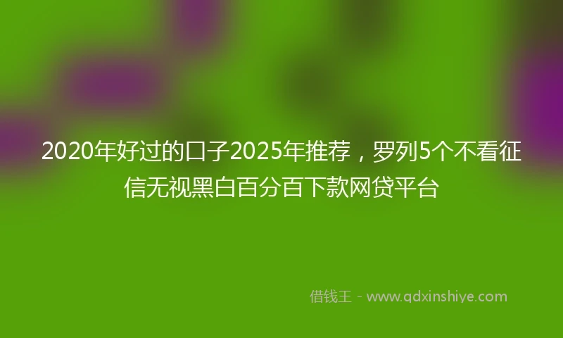 2020年好过的口子2025年推荐，罗列5个不看征信无视黑白百分百下款网贷平台