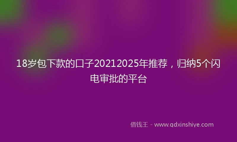 18岁包下款的口子20212025年推荐，归纳5个闪电审批的平台