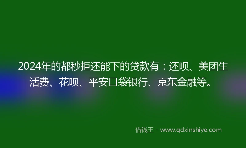 2024年的都秒拒还能下的贷款有：还呗、美团生活费、花呗、平安口袋银行、京东金融等。