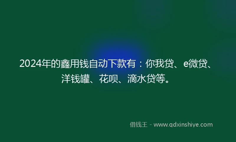 2024年的鑫用钱自动下款有：你我贷、e微贷、洋钱罐、花呗、滴水贷等。