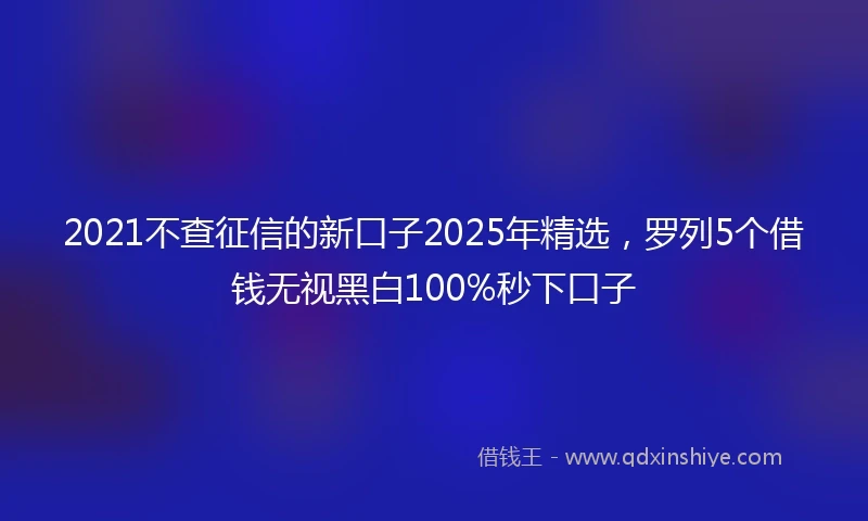 2021不查征信的新口子2025年精选，罗列5个借钱无视黑白100%秒下口子