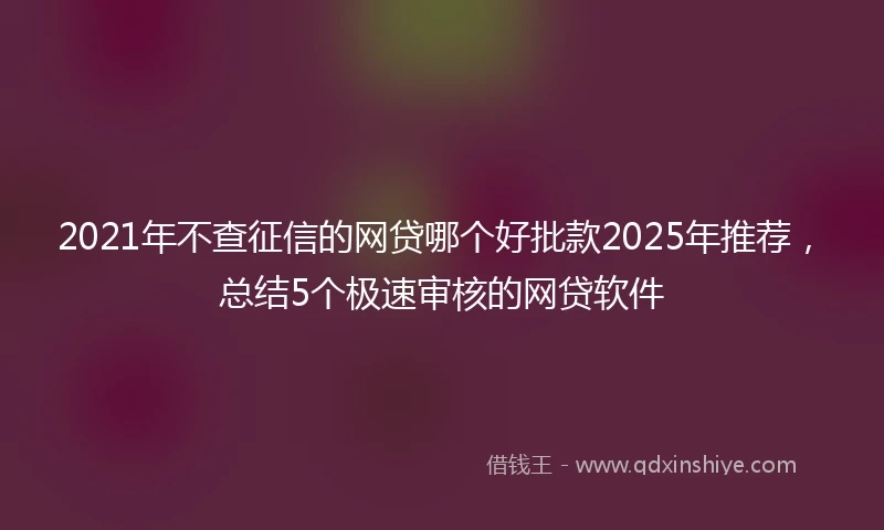2021年不查征信的网贷哪个好批款2025年推荐，总结5个极速审核的网贷软件