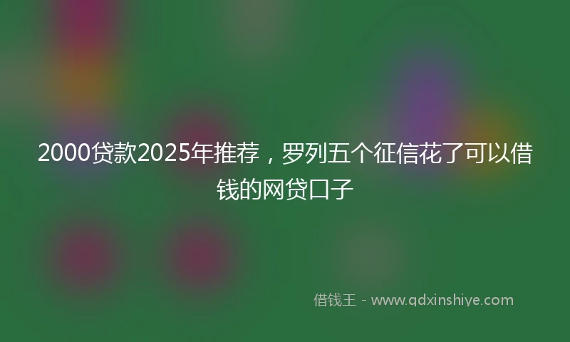 2000贷款2025年推荐，罗列五个征信花了可以借钱的网贷口子