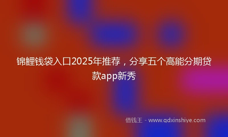 锦鲤钱袋入口2025年推荐，分享五个高能分期贷款app新秀