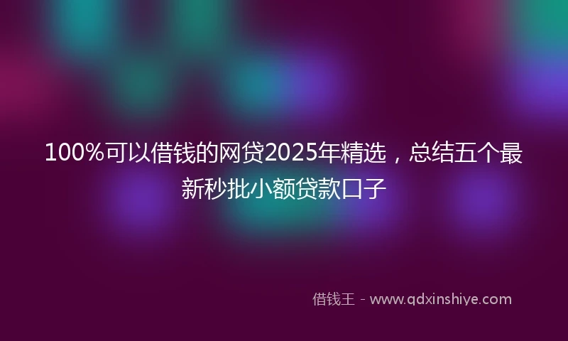 100%可以借钱的网贷2025年精选，总结五个最新秒批小额贷款口子