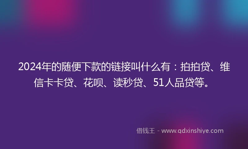 2024年的随便下款的链接叫什么有：拍拍贷、维信卡卡贷、花呗、读秒贷、51人品贷等。