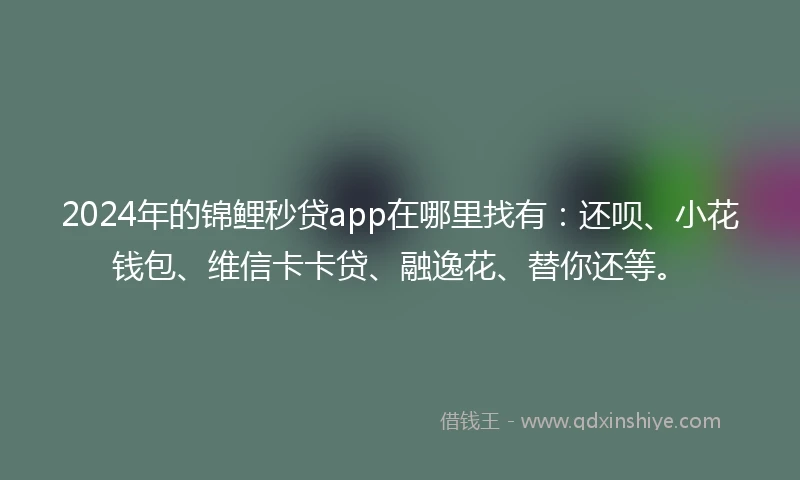 2024年的锦鲤秒贷app在哪里找有：还呗、小花钱包、维信卡卡贷、融逸花、替你还等。