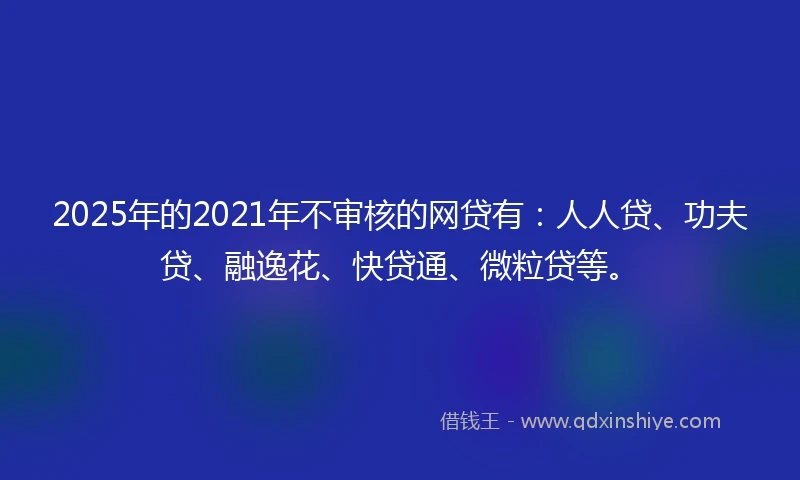 2025年的2021年不审核的网贷有：人人贷、功夫贷、融逸花、快贷通、微粒贷等。