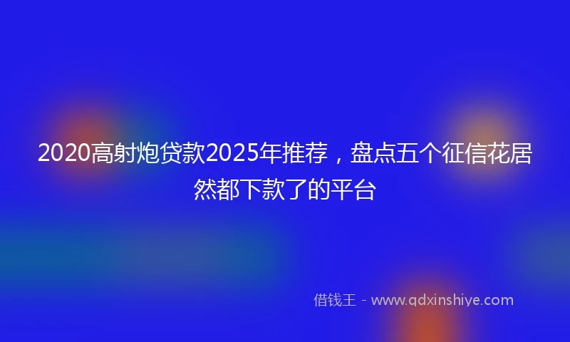 2020高射炮贷款2025年推荐，盘点五个征信花居然都下款了的平台