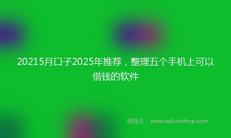 20215月口子2025年推荐，整理五个手机上可以借钱的软件