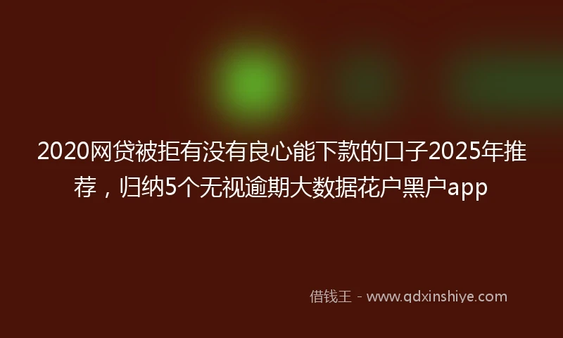 2020网贷被拒有没有良心能下款的口子2025年推荐，归纳5个无视逾期大数据花户黑户app