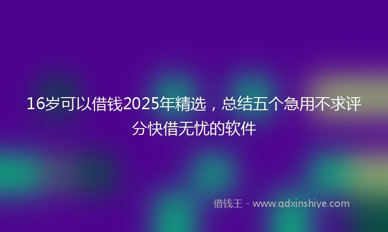 16岁可以借钱2025年精选，总结五个急用不求评分快借无忧的软件
