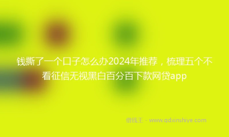 钱撕了一个口子怎么办2024年推荐，梳理五个不看征信无视黑白百分百下款网贷app