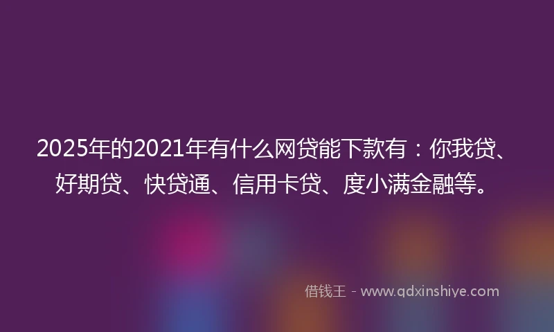 2025年的2021年有什么网贷能下款有：你我贷、好期贷、快贷通、信用卡贷、度小满金融等。