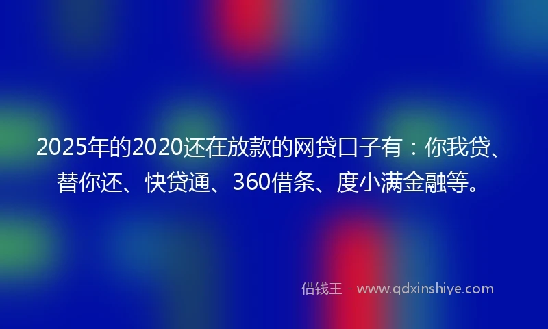 2025年的2020还在放款的网贷口子有：你我贷、替你还、快贷通、360借条、度小满金融等。