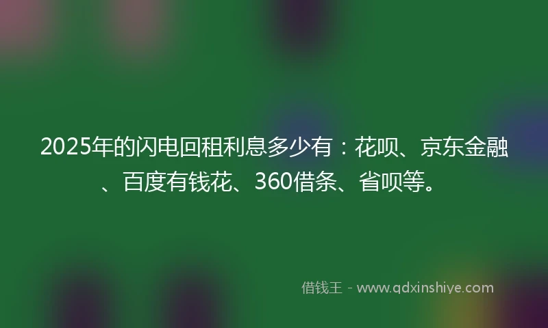 2025年的闪电回租利息多少有：花呗、京东金融、百度有钱花、360借条、省呗等。