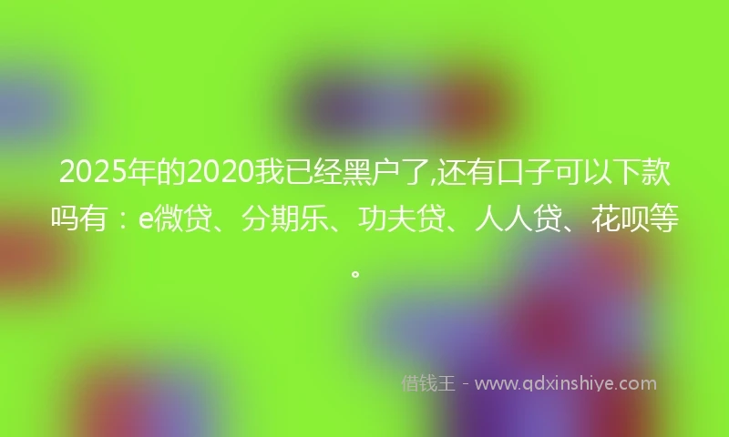 2025年的2020我已经黑户了,还有口子可以下款吗有：e微贷、分期乐、功夫贷、人人贷、花呗等。