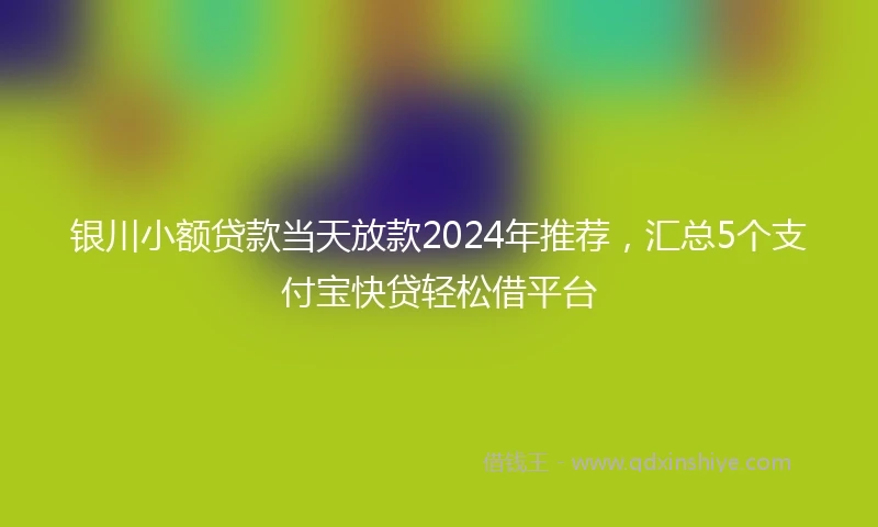 银川小额贷款当天放款2024年推荐，汇总5个支付宝快贷轻松借平台