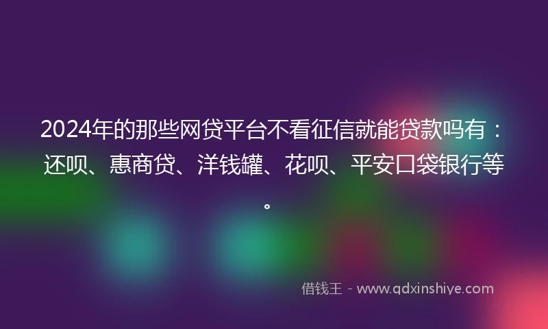 2024年的那些网贷平台不看征信就能贷款吗有：还呗、惠商贷、洋钱罐、花呗、平安口袋银行等。