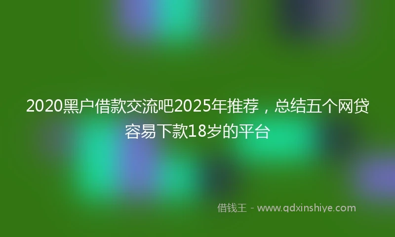 2020黑户借款交流吧2025年推荐，总结五个网贷容易下款18岁的平台
