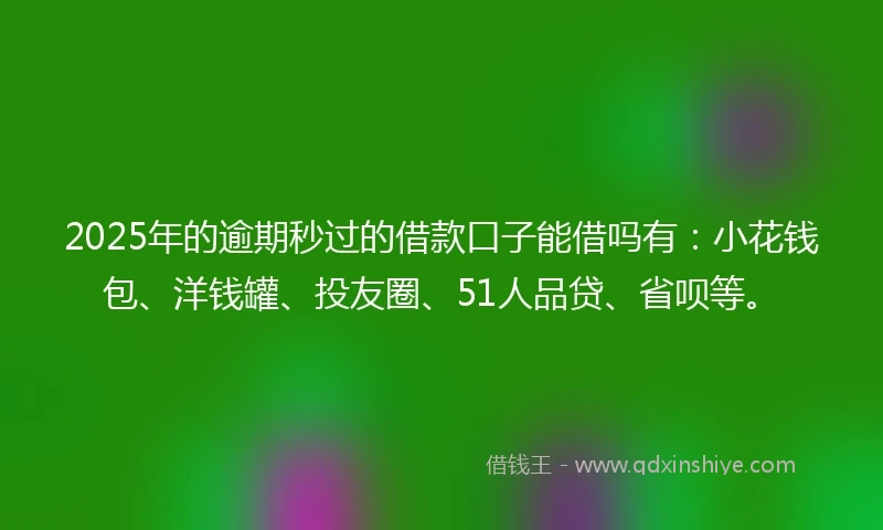 2025年的逾期秒过的借款口子能借吗有：小花钱包、洋钱罐、投友圈、51人品贷、省呗等。