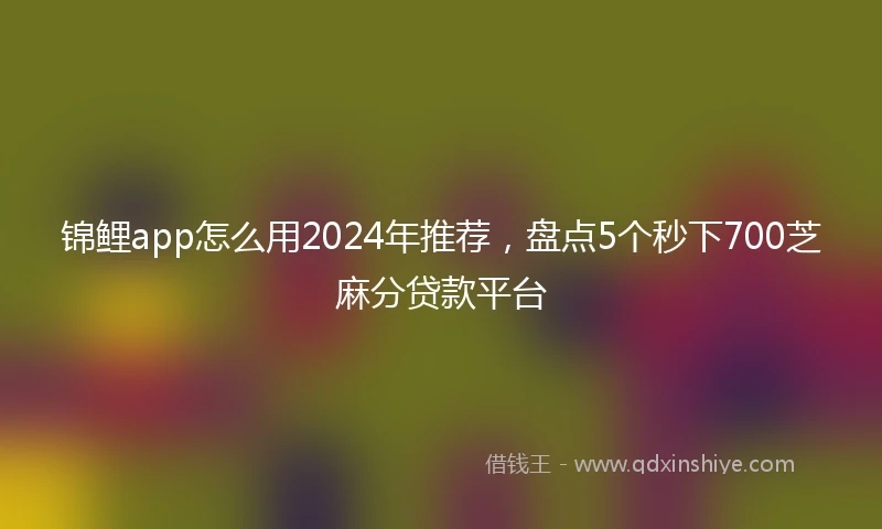 锦鲤app怎么用2024年推荐，盘点5个秒下700芝麻分贷款平台