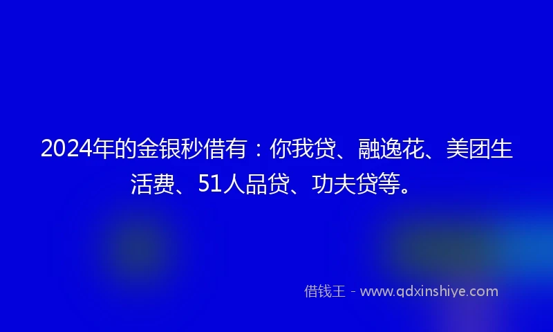 2024年的金银秒借有：你我贷、融逸花、美团生活费、51人品贷、功夫贷等。